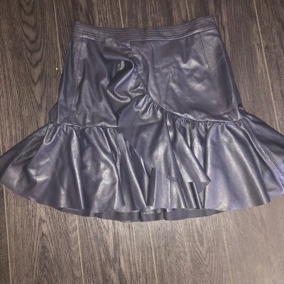 REBECCA TAYLOR NAVY BLUE VEGAN LEATHER SKIRT SZ 6 - Picture 4 of 7